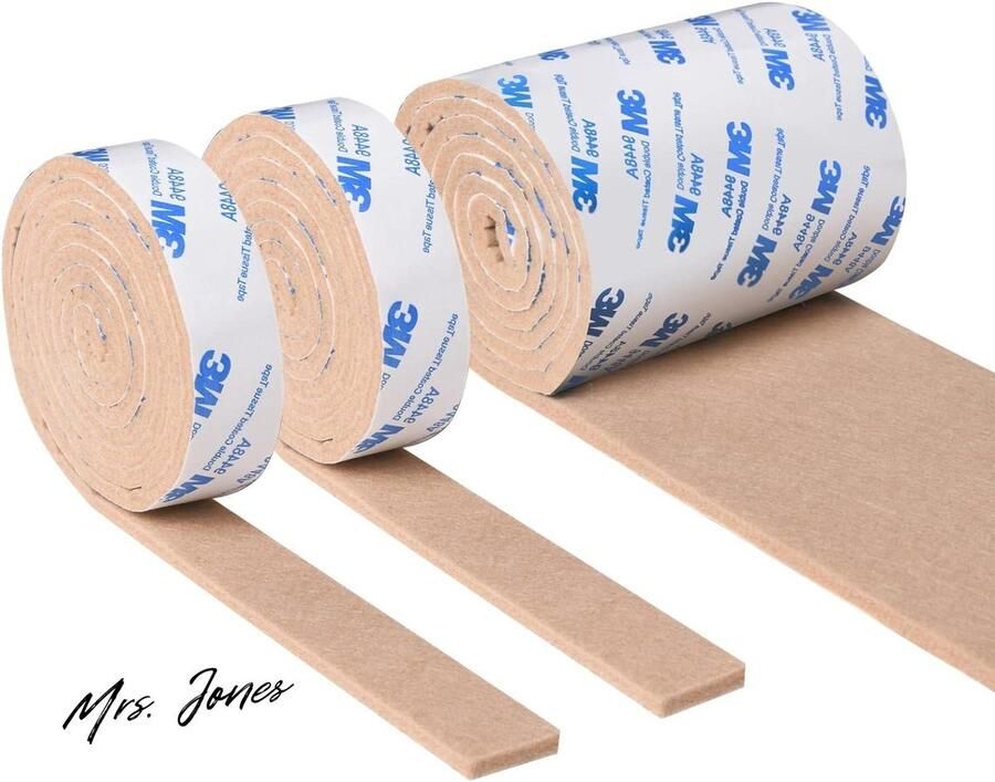 Mrs. Jones Zelfklevende Viltkussens 3 Rollen Sterke Viltstrips voor Stoelen en Meubelpoten Bruine Meubelkussens Snijbaar in Elke Gewenste Vorm