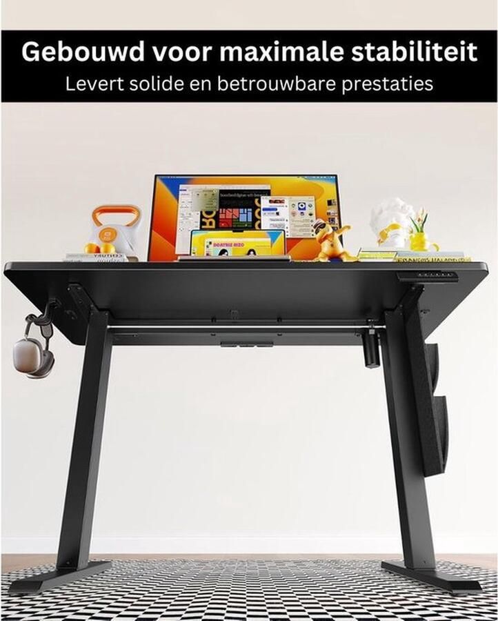 Cm Mrs. Jones Zit Sta Bureau Elektrisch Game Bureau Verstelbaar 100x60 Zwart