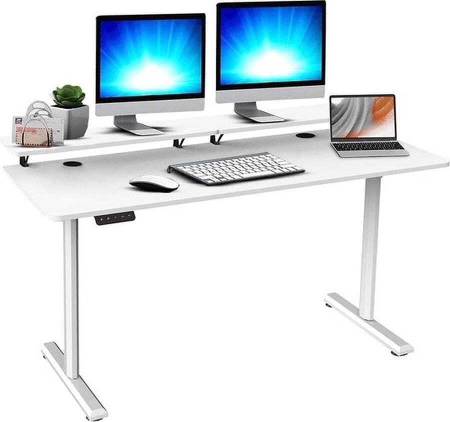 Cm Mrs. Jones Zit Sta Bureau Elektrisch Game Bureau Verstelbaar 140x60 Wit