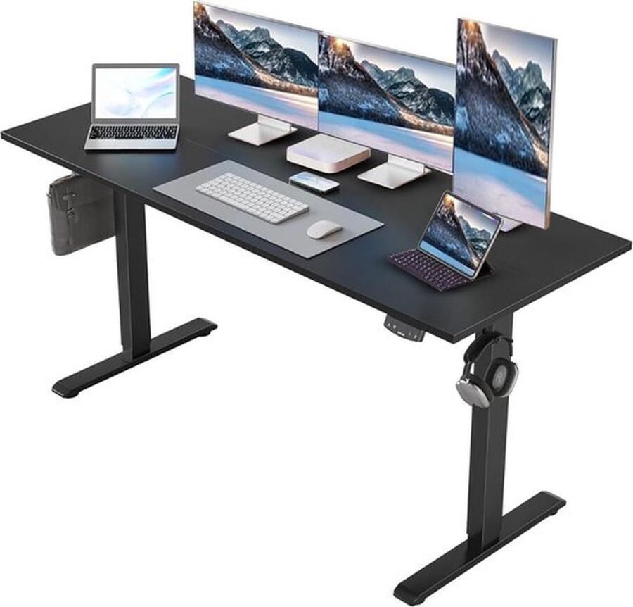 Cm Mrs. Jones Zit Sta Bureau Elektrisch Game Bureau Verstelbaar 140x60 Zwart