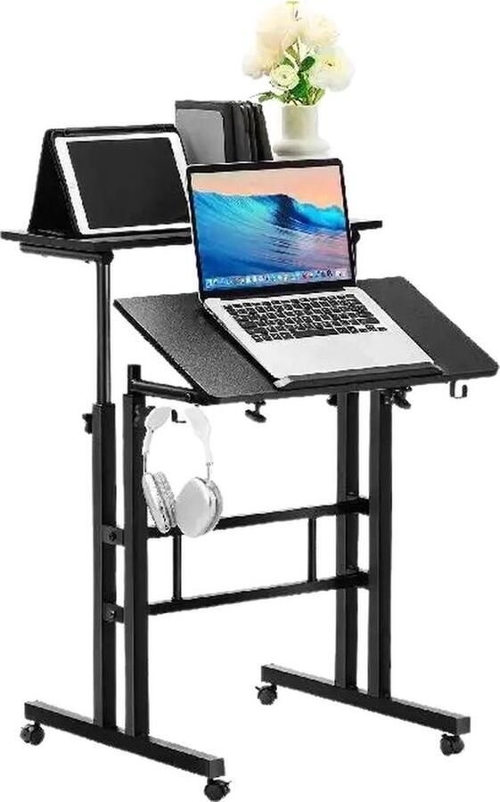 Mrs. Jones zit sta bureau In Hoogte Verstelbare Sit-Stand Bureau Met 360 ° Draaibare Wielen verstelbaar bureau