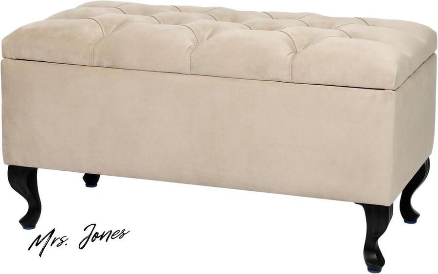 Mrs. Jones Zitbank opbergvak velours bank 81x42 cm kist binnen hal woonkamer slaapkamer