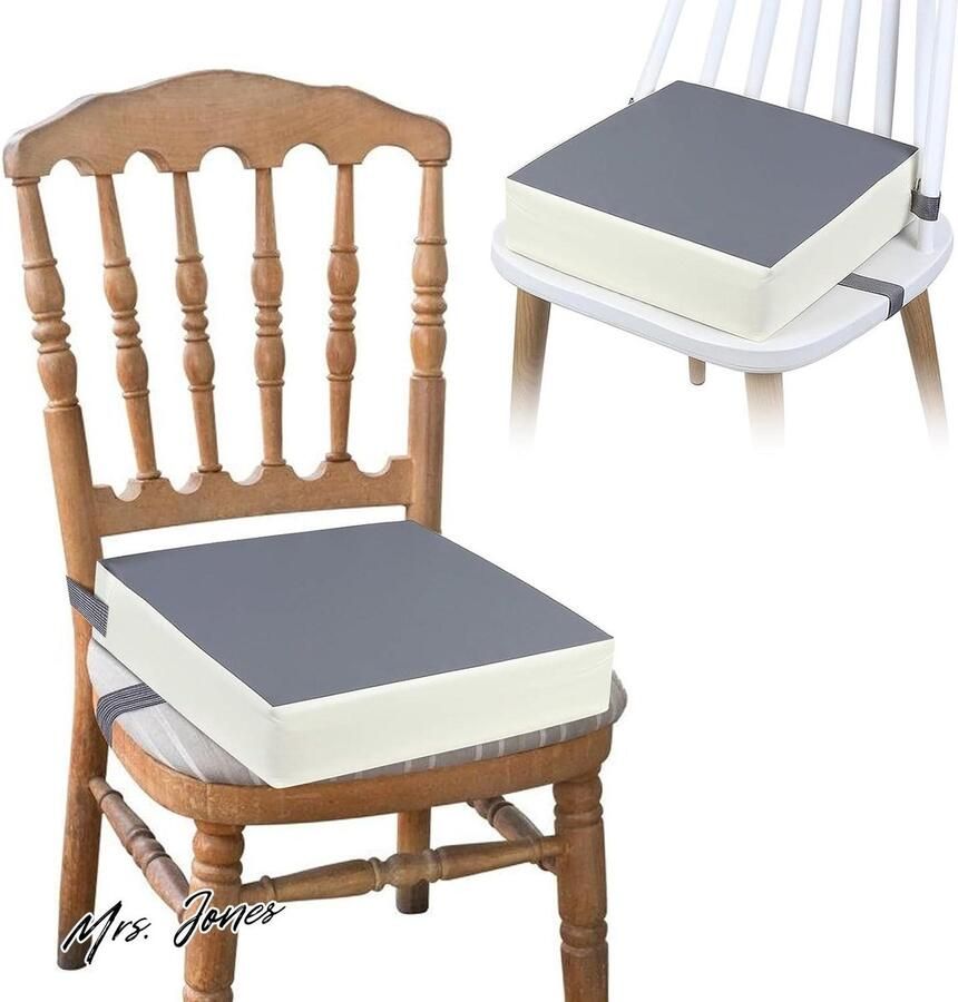 Mrs. Jones Zitverhoger Stoel voor Kinderen Draagbaar Verstelbaar Zitkussen Babyzitverhoging Grijs