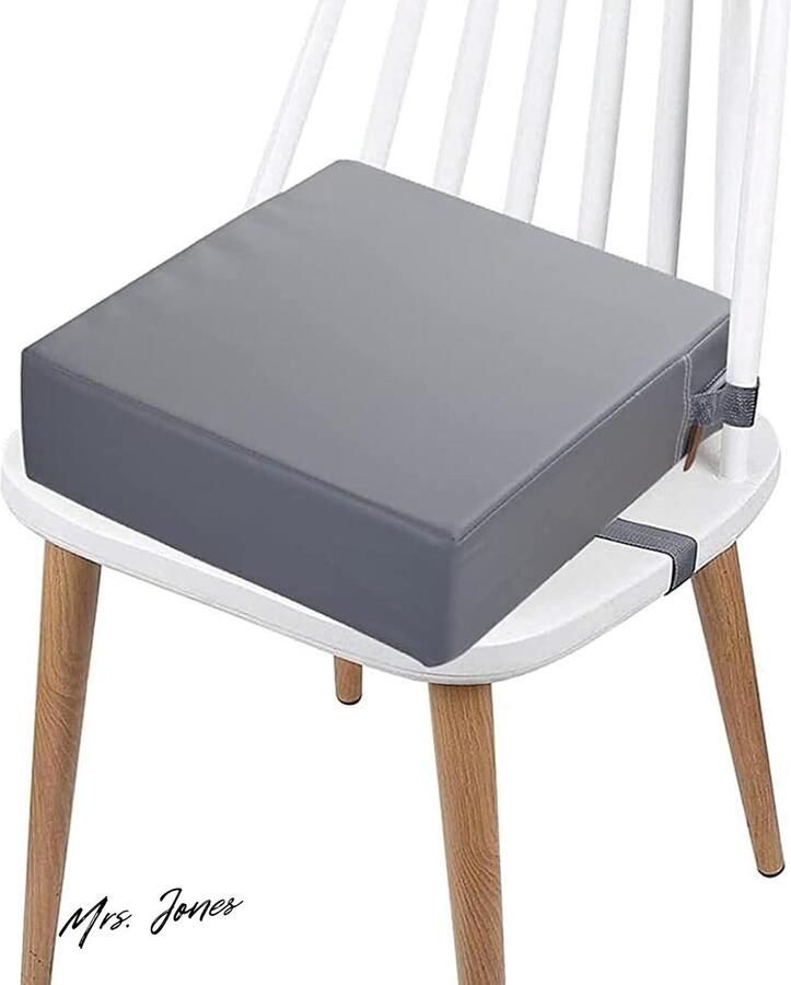 Mrs. Jones Zitverhoging stoel voor kinderen draagbaar wasbaar demonteerbaar PU-flexibele zitverhoging met 2 veiligheidsgespen antislip zitkussen boosterstoelen