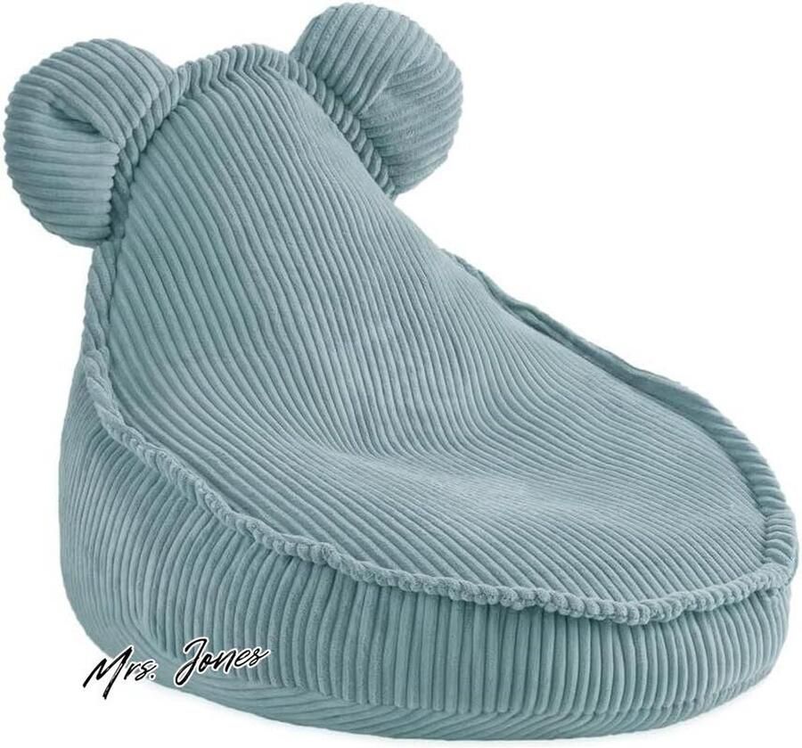 Mrs. Jones Zitzak poef voor kinderen Huggy Bear kinderstoel fluwelen poef van corduroy ideaal voor de kinderkamer gemakkelijk te wassen licht en elegant 68 x 45 cm blauw