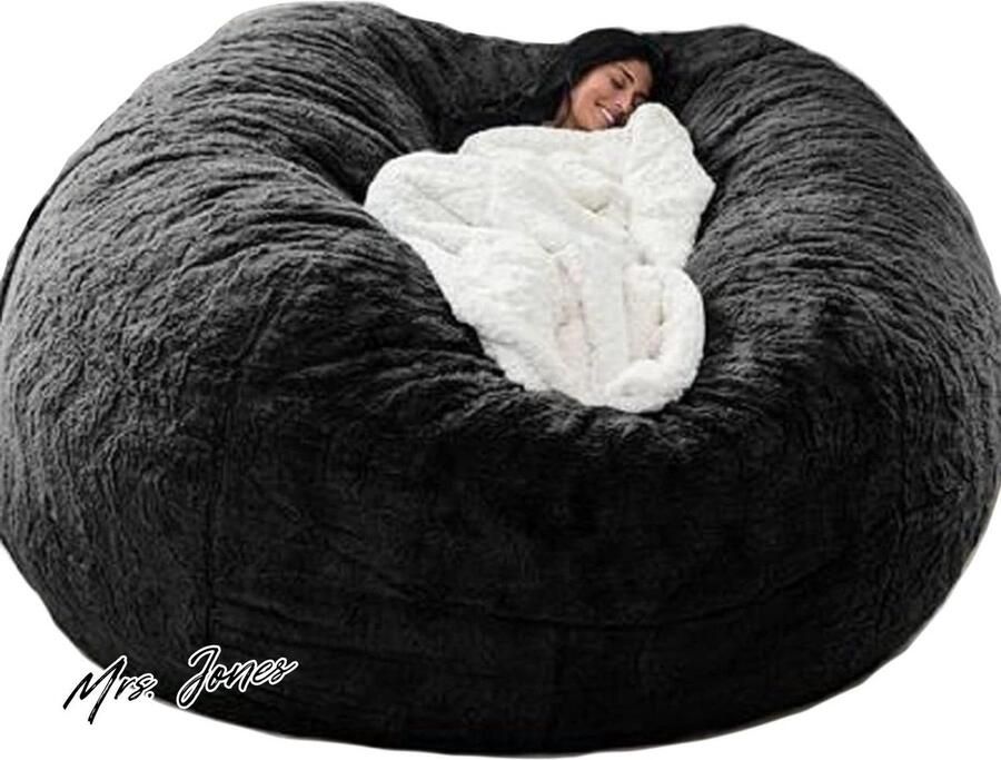 Mrs. Jones Zitzak Stoelovertrek XXL Zacht Behaaglijk Wasbaar 150 x 75 cm Zwart