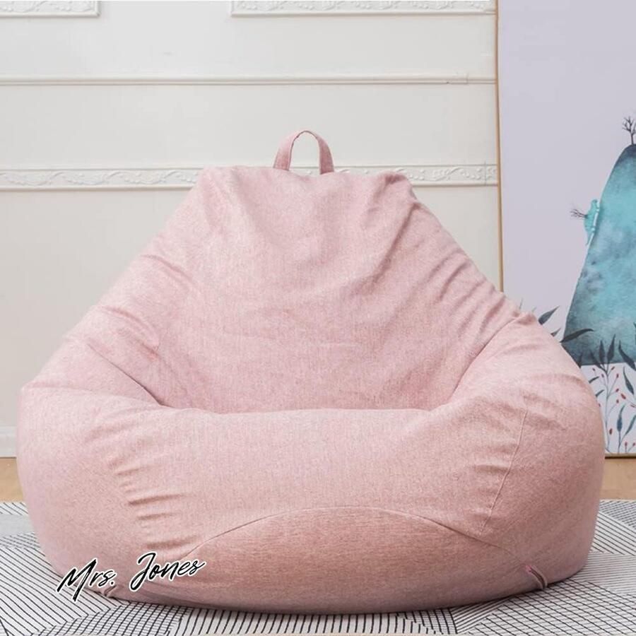 Mrs. Jones Zitzak voor gaming en kleine kinderen roze polykatoen zitzakhoes binnen en buiten gebruik