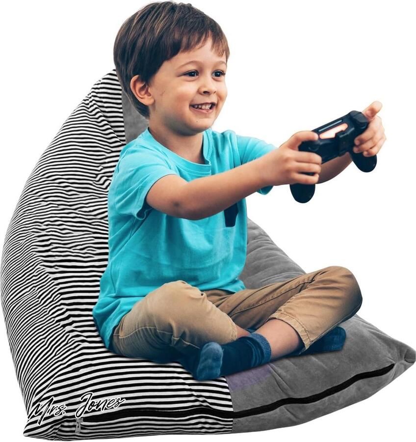 Mrs. Jones Zitzak voor kinderen- knuffeldier opbergzitzak kinderspeelgoed opvouwbaar extra grote zitzakken stoelen bank-zitting 200 l zonder vulling