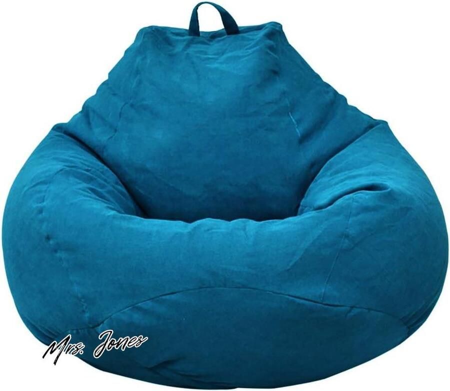 Mrs. Jones Zitzakhoes Gigantische peervorm stof L 100x120 cm volwassenen kinderen woonkamer bank loungestoel ligstoel binnen buiten blauw