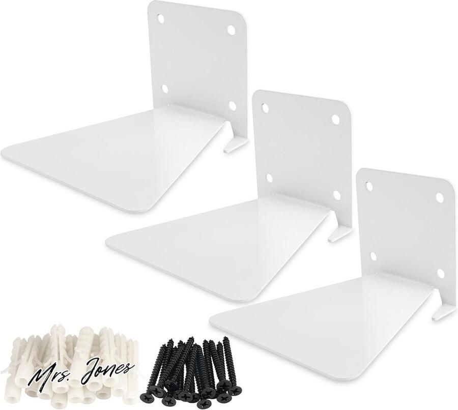 Mrs. Jones zwevende boekenkast driehoek drijvende boekenplanken voor kantoor huis (wit)