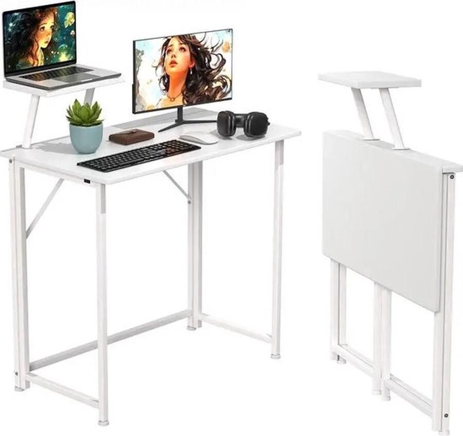 Mrs.Jones Mrs. Jones Bureau Wit Studiebureau Werkbureau Gamebureau 80x40x75cm Met Plank Voor Laptop Huiskamerbureau Bureau