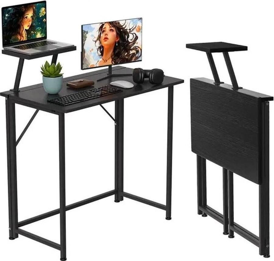 Mrs.Jones Mrs. Jones Bureau Computerbureau Studie Zwart Huiskamerbureau 80x40x75cm PC-Bureau Studiebureau