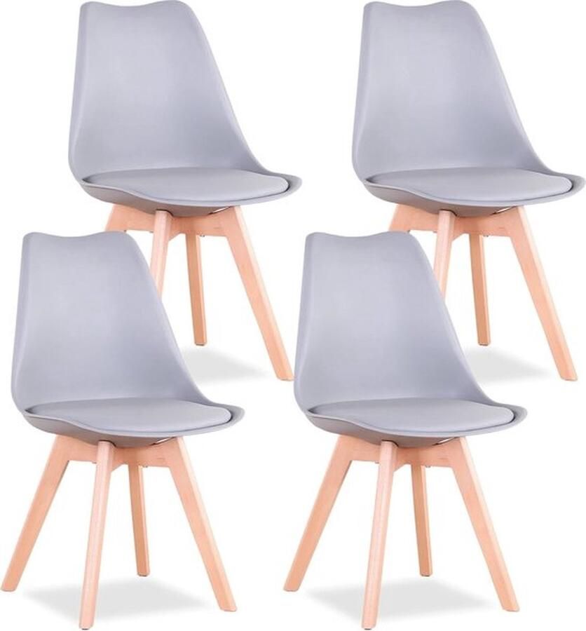 Mrs.Jones Mrs. Jones Eetkamerstoelen 4 Stuks Stoelen Grijs Set Van 4 82x40x40 Cm Modern Met Zitkussen