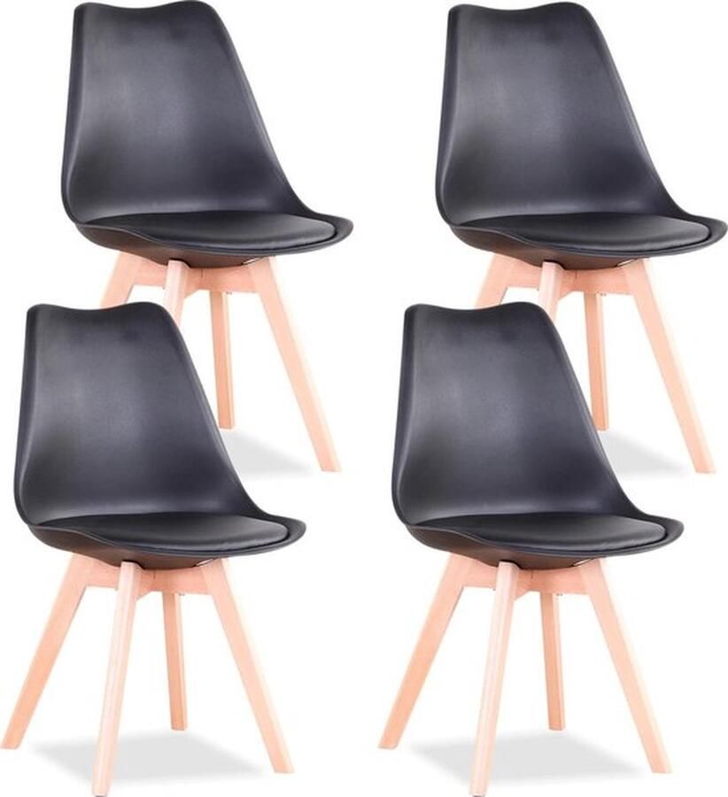 Mrs.Jones Mrs. Jones Eetkamerstoelen 4 Stuks Stoelen Zwart Set Van 4 82x40x40 Cm Modern Met Zitkussen