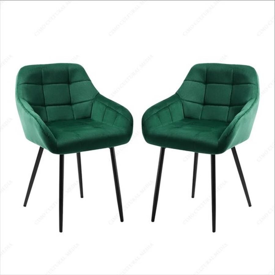 Mrs.Jones Mrs. Jones Eetkamerstoelen Groen Stof Fluweel 2st