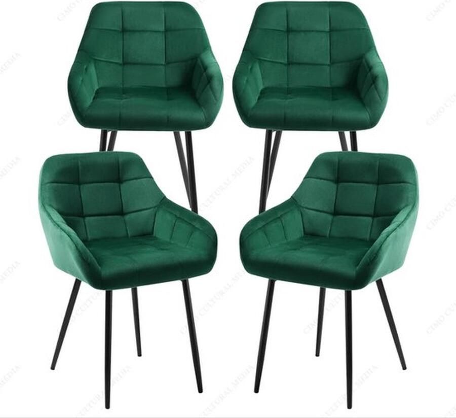Mrs.Jones Mrs. Jones Eetkamerstoelen Groen Stof Fluweel 4st