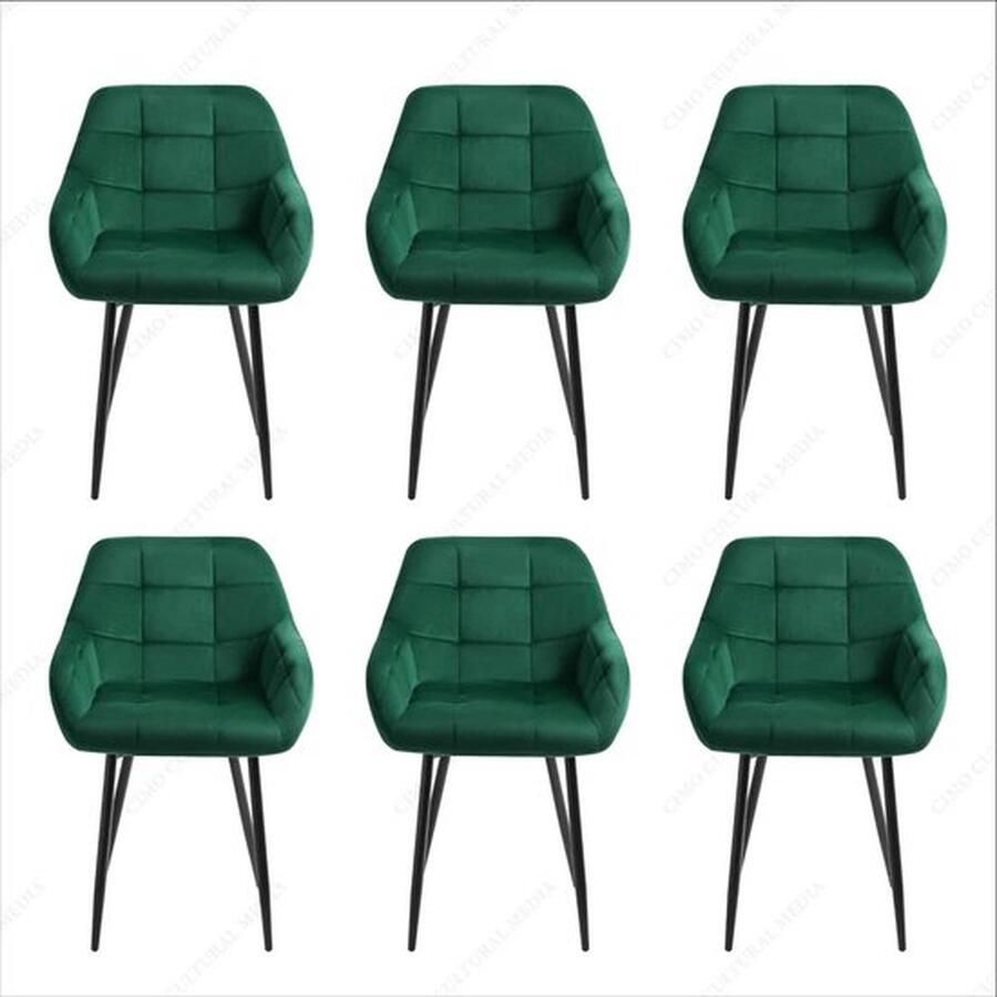 Mrs.Jones Mrs. Jones Eetkamerstoelen Groen Stof Fluweel 6st