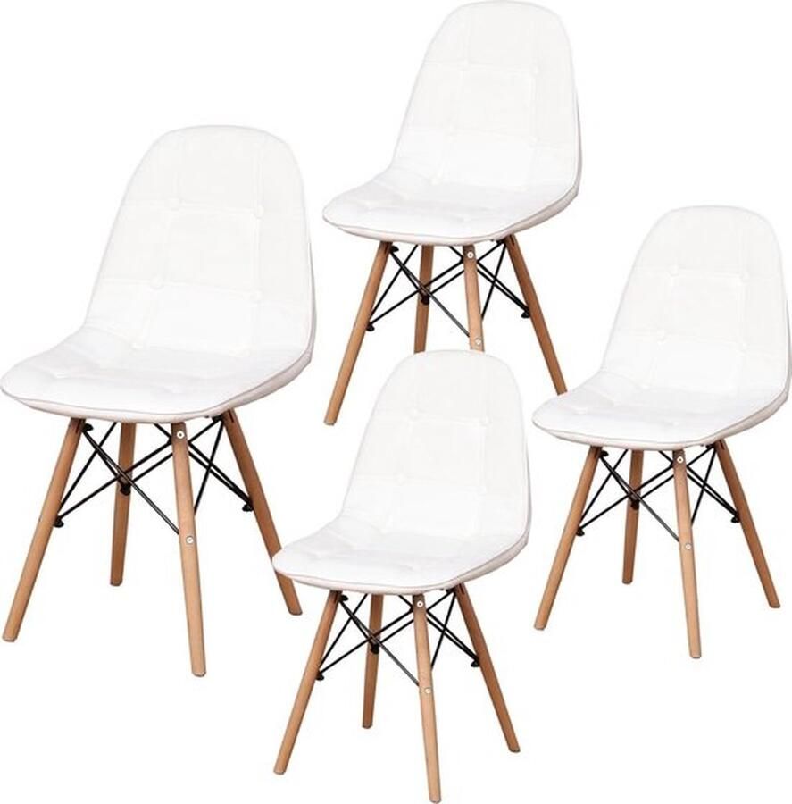 Mrs.Jones Mrs. Jones Set van 4 Eetkamerstoelen PU Leer Wit