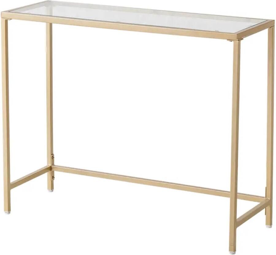 MS Haltafel Dressoirtafel Wandtafel Bijzettafel Gehard glas Metalen frame Goud LxBxH 100x35x82 cm