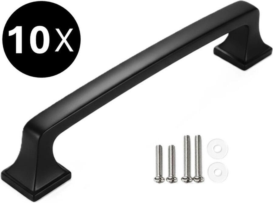 MSQDESIGN Handgrepen zwart Handgreep zwart 96 mm 10 stuks Handgrepen kast Meubelgrepen Keukengreep zwart Kastgrepen Handgrepen keukenkastjes Meubelgreep Handgrepen voor deurtjes handgreep keuken Deurgreep ladegreep incl schroeven - Foto 3