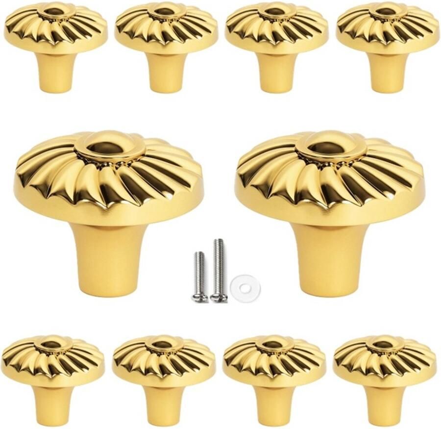 MSQDESIGN 10 X Kastknop Goud (Glanzend) Kastknoppen Goud 10 stuks Deurknopjes Goud voor kast- Deurknopjes Goud -kast knop Goud Meubelknop Goud Meubelknoppen Goud Deurknopjes Goud Deurknoppen Goud Ladeknoppen voor incl schroeven - Foto 2
