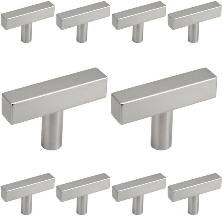 MSQDESIGN Kastknop RVS zilver T Kastknop RVS kleur 10 stuks Deurknoppen zilver voor kasten- T Deurknopjes zilver Kastknoppen zilver handgreep zilver meubelknoppen zilver Deurknopjes zilver Meubelbeslag zilver deurknop zilver - Foto 2