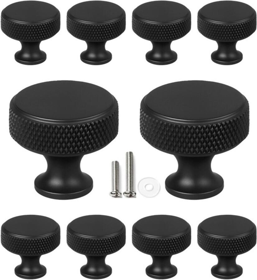 MSQDESIGN Kastknop zwart (Metaal) Kastknoppen zwart 10 stuks Deurknopjes zwart voor kast Deurknop zwart Deurknopjes zwart Handgreep Meubelknop zwart Meubelknoppen zwart Deurknopjes zwart Deurknoppen zwart Ladeknoppen voor deurtjes - Foto 3