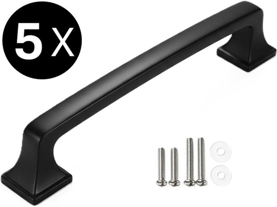 Gld handgreep zwart 128 mm Kastgreep zwart _5 stuks_ Meubelgreep zwart keukengreep zwart Kastgreppen zwart meubelgreeppen zwart Meubelgreep zwart handgrepen zwart keukengrepen zwart Meubelbeslag deurgreep zwart Deurgreepjes zwart -405 - Foto 4