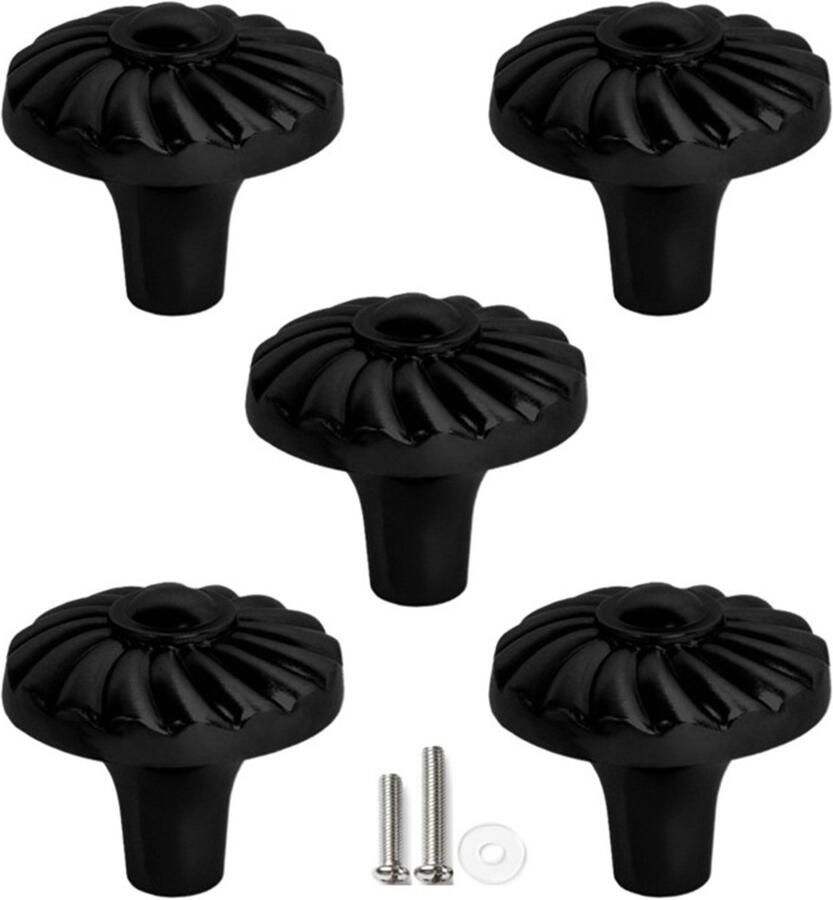 MSQDESIGN Kastknop zwart (Metaal) Kastknoppen zwart 5 stuks Deurknopjes zwart voor kast Deurknop zwart Deurknopjes zwart Handgreep Meubelknop zwart Meubelknoppen zwart Deurknopjes zwart Deurknoppen zwart Ladeknoppen voor deurtjes - Foto 2