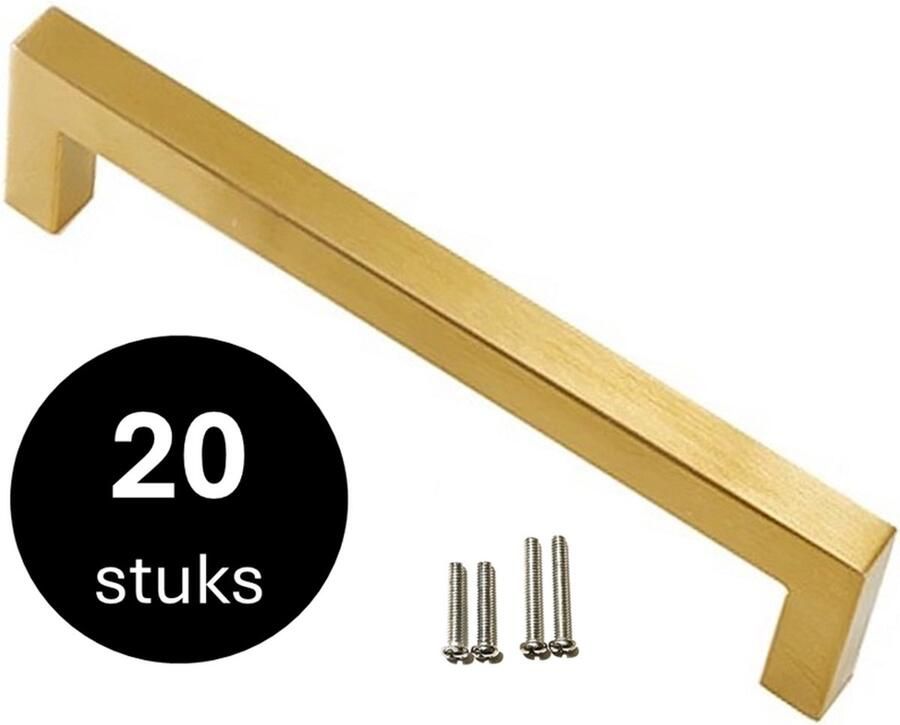 MSQDESIGN Handgrepen Goud RVS Handgreep Goud 128 mm 20 stuks Handgrepen kast Meubelgrepen Keukengreep Goud Kastgrepen Handgrepen keukenkastjes Meubelgreep Handgrepen voor deurtjes handgreep keuken Deurgreep ladegreep incl schroeven - Foto 3