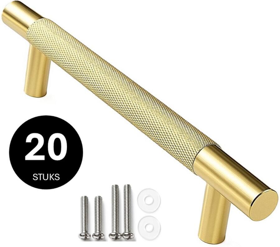 MSQDESIGN Handgreep Mat Goud Handgrepen Goud 128 mm 20 stuks Handgrepen kast Meubelgrepen Keukengreep Goud Kastgrepen Handgrepen keukenkastjes Meubelgreep Handgrepen voor deurtjes handgreep keuken Deurgreep ladegreep incl schroeven