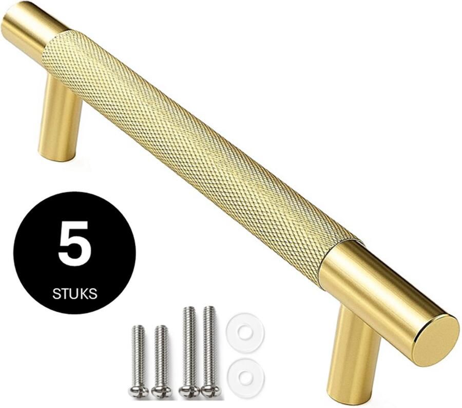 MSQDESIGN Handgreep Mat Goud Handgrepen Goud 128 mm 5 stuks Handgrepen kast Meubelgrepen Keukengreep Goud Kastgrepen Handgrepen keukenkastjes Meubelgreep Handgrepen voor deurtjes handgreep keuken Deurgreep ladegreep incl schroeven
