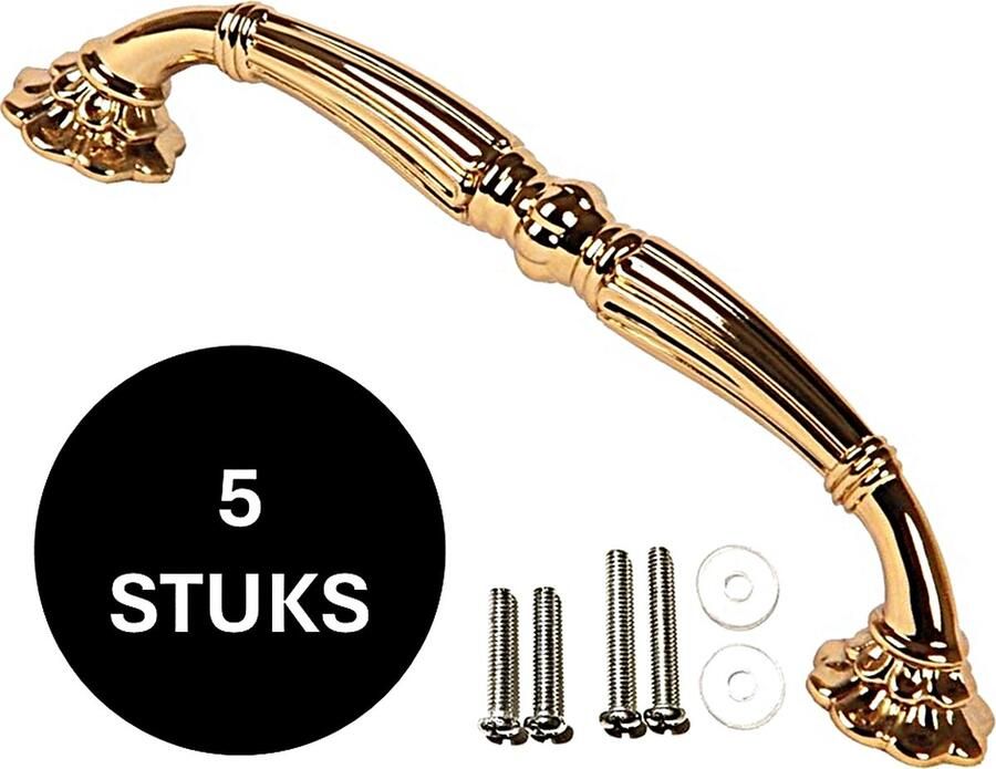 MSQDESIGN Handgrepen Goud Handgreep Goud 128 mm 5 stuks Handgrepen kast Meubelgrepen Keukengreep Goud Kastgrepen Handgrepen keukenkastjes Meubelgreep Handgrepen voor deurtjes handgreep keuken Deurgreep ladegreep inclusief schroeven