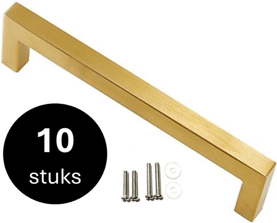 MSQDESIGN Handgrepen Goud RVS Handgreep Goud 160 mm 10 stuks Handgrepen kast Meubelgrepen Keukengreep Goud Kastgrepen Handgrepen keukenkastjes Meubelgreep Handgrepen voor deurtjes handgreep keuken Deurgreep ladegreep incl schroeven - Foto 3