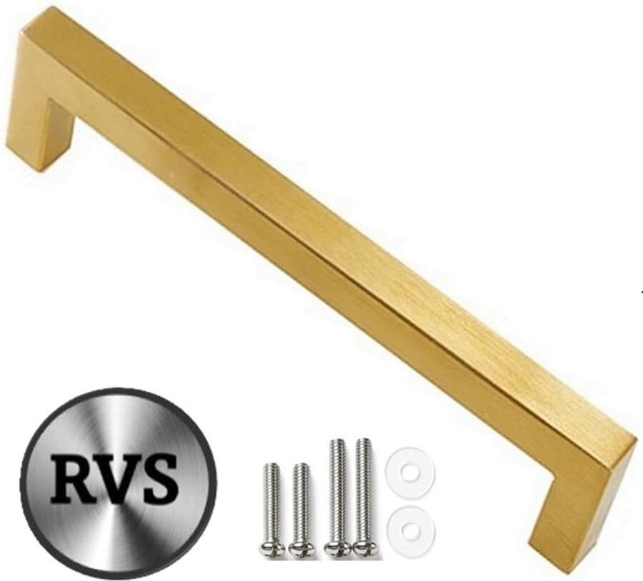 MSQDESIGN Handgrepen Goud RVS (Groot) Handgreep Goud 320 mm Handgrepen kast Meubelgrepen Keukengreep Goud Kastgrepen Handgrepen keukenkastjes Meubelgreep Handgrepen voor deurtjes handgreep keuken Deurgreep ladegreep incl schroeven