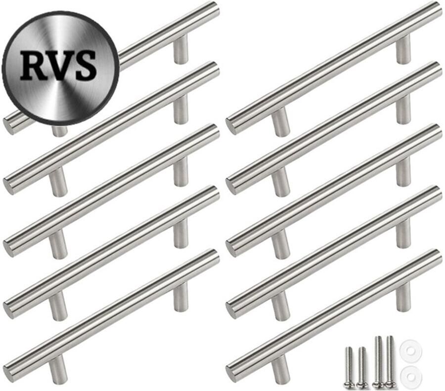 MSQDESIGN Handgrepen RVS Handgreep 150 mm Hartafstand 96 mm 10stuks Handgrepen kast Meubelgrepen Keukengreep Kastgrepen keukenkastjes Meubelgreep Handgrepen voor deurtjes handgreep keuken Deurgreep ladegreep incl schroeven