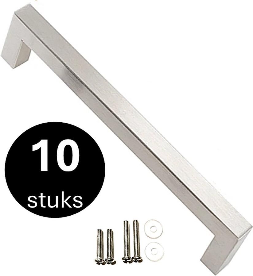MSQDESIGN Handgrepen RVS Handgreep zilver 128 mm 10stuks Handgrepen kast Meubelgrepen Keukengreep ZILVER Kastgrepen Handgrepen keukenkastjes Meubelgreep Handgrepen voor deurtjes handgreep keuken Deurgreep ladegreep inclusief schroeven - Foto 2