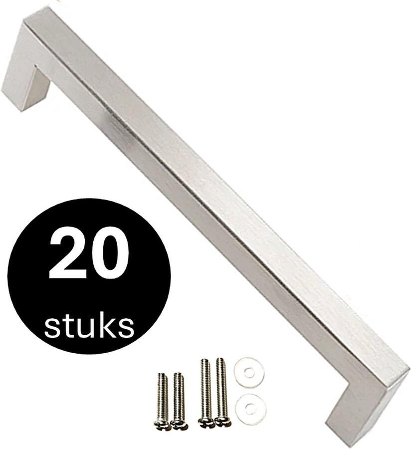 MSQDESIGN Handgrepen RVS Handgreep zilver 128 mm 20 stuks Handgrepen kast Meubelgrepen Keukengreep ZILVER Kastgrepen Handgrepen keukenkastjes Meubelgreep Handgrepen voor deurtjes handgreep keuken Deurgreep ladegreep inclf schroeven