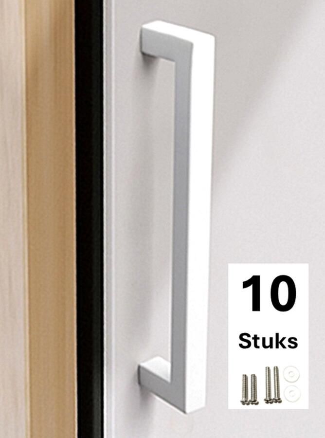 MSQDESIGN Handgrepen Wit RVS Handgreep Wit 128mm -10 stuks- Handgrepen kast Meubelgrepen Keukengreep Wit Kastgrepen Handgrepen keukenkastjes Meubelgreep Handgrepen voor deurtjes -handgreep keuken- Deurgreep ladegreep -incl schroeven