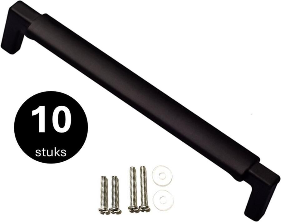 MSQDESIGN Handgrepen zwart Handgreep zwart 128 mm 10 stuks Handgrepen kast Meubelgrepen Keukengreep zwart Kastgrepen Handgrepen keukenkastjes Meubelgreep Handgrepen voor deurtjes handgreep keuken Deurgreep ladegreep incl schroeven - Foto 2