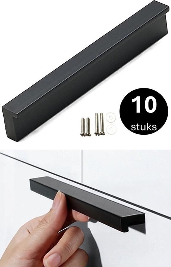 MSQDESIGN Handgrepen zwart Handgreep zwart 128 mm 10 stuks Handgrepen kast Meubelgrepen Keukengreep zwart Kastgrepen Handgrepen keukenkastjes Meubelgreep Handgrepen voor deurtjes handgreep keuken Deurgreep ladegreep incl schroeven
