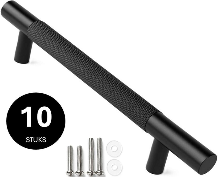 MSQDESIGN Handgrepen zwart Handgreep zwart 192 mm 10 stuks Handgrepen kast Meubelgrepen Keukengreep zwart Kastgrepen Handgrepen keukenkastjes Meubelgreep Handgrepen voor deurtjes handgreep keuken Deurgreep ladegreep incl schroeven