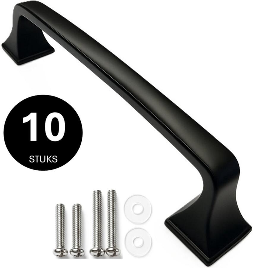 MSQDESIGN Handgrepen zwart Handgreep zwart 128 mm 10 stuks Handgrepen kast Meubelgrepen Keukengreep zwart Kastgrepen Handgrepen keukenkastjes Meubelgreep Handgrepen voor deurtjes handgreep keuken Deurgreep ladegreep incl schroeven
