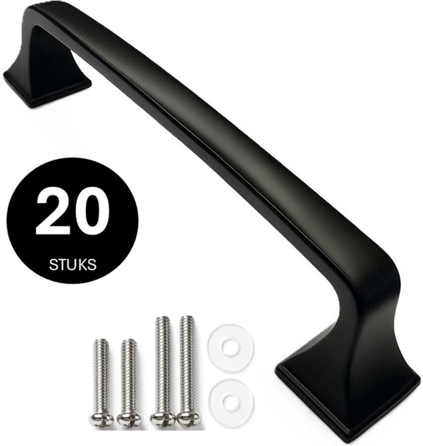 MSQDESIGN Handgrepen zwart Handgreep zwart 128 mm 20 stuks Handgrepen kast Meubelgrepen Keukengreep zwart Kastgrepen Handgrepen keukenkastjes Meubelgreep Handgrepen voor deurtjes handgreep keuken Deurgreep ladegreep incl schroeven