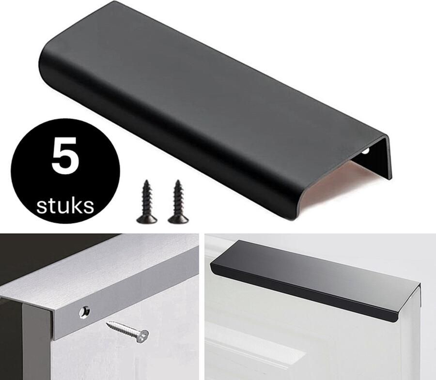 MSQDESIGN Handgrepen zwart Handgreep zwart 150 mm 5 stuks Handgrepen kast Meubelgrepen Keukengreep zwart Kastgrepen Handgrepen keukenkastjes Meubelgreep Handgrepen voor deurtjes handgreep keuken Deurgreep ladegreep incl schroeven