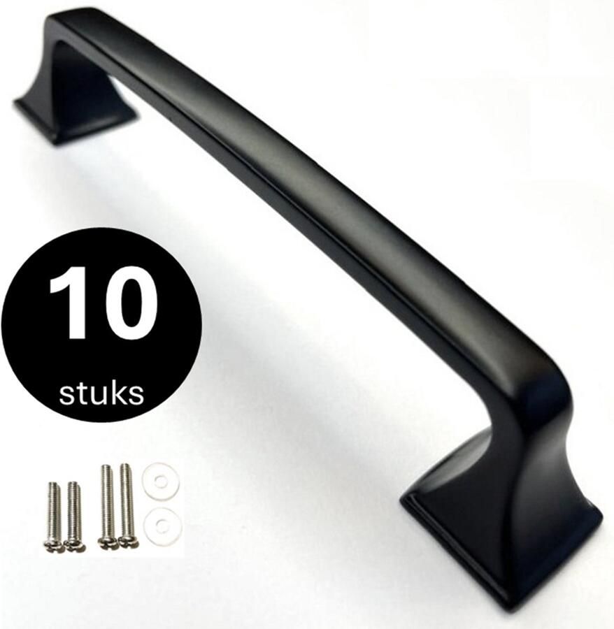 MSQDESIGN Handgrepen zwart Handgreep zwart 96 mm 10 stuks Handgrepen kast Meubelgrepen Keukengreep zwart Kastgrepen Handgrepen keukenkastjes Meubelgreep Handgrepen voor deurtjes handgreep keuken Deurgreep ladegreep incl schroeven - Foto 2