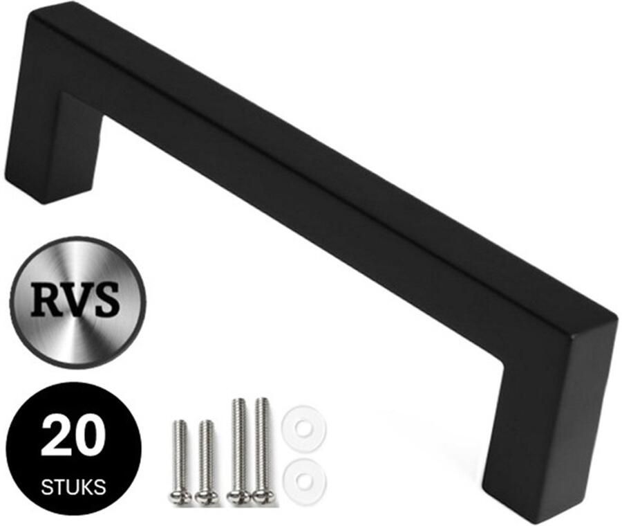 MSQDESIGN Handgrepen zwart RVS Handgreep zwart 128 mm 20 stuks Handgrepen kast Meubelgrepen Keukengreep zwart Kastgrepen Handgrepen keukenkastjes Meubelgreep Handgrepen voor deurtjes handgreep keuken Deurgreep ladegreep incl schroeven