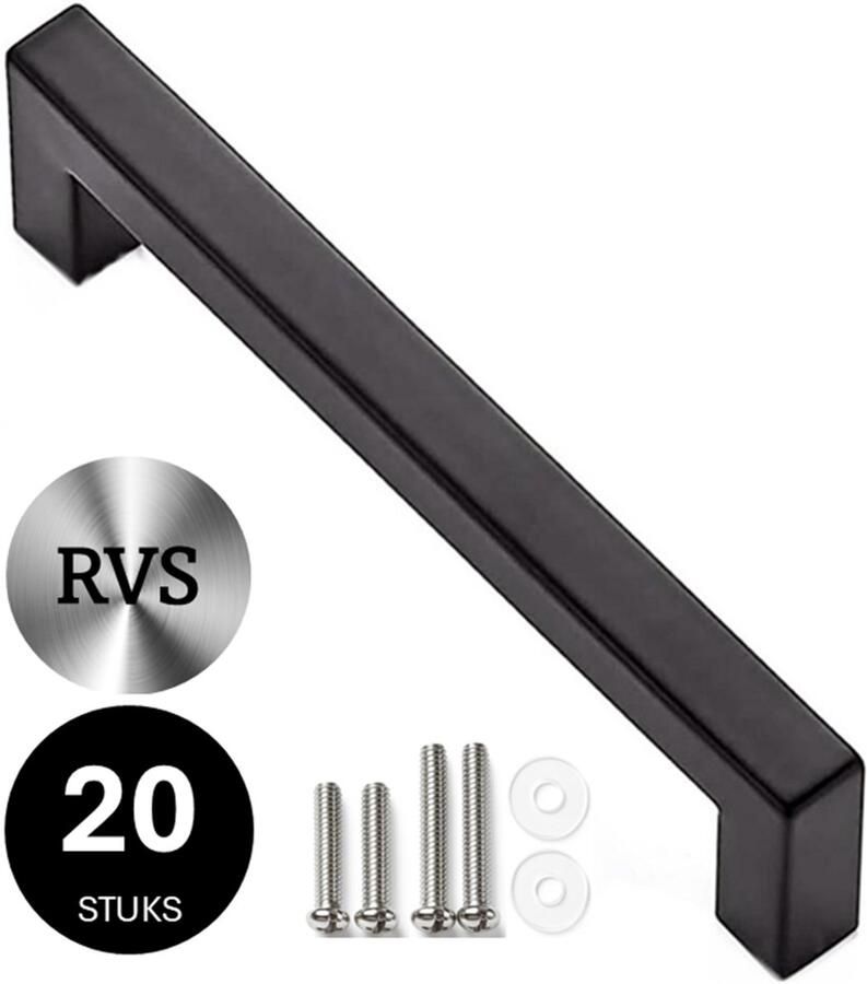 MSQDESIGN Handgrepen zwart RVS Handgreep zwart 96 mm 20 stuks Handgrepen kast Meubelgrepen Keukengreep zwart Kastgrepen Handgrepen keukenkastjes Meubelgreep Handgrepen voor deurtjes handgreep keuken Deurgreep ladegreep incl schroeven - Foto 2