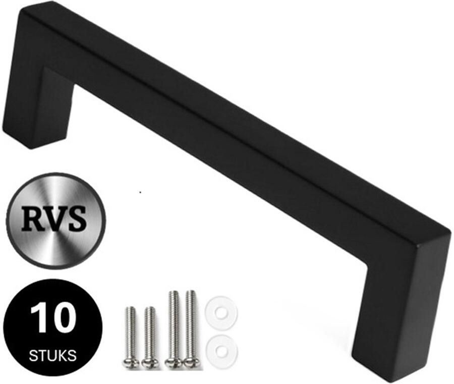 MSQDESIGN Handgrepen RVS zwart Handgreep 128mm zwart -10 stuks- Handgrepen kast Meubelgrepen Keukengreep zwart -Kastgrepen- Handgrepen keukenkastjes Meubelgreep Handgrepen voor deurtjes handgreep zwart-Deurgreep- ladegreep -incl schroeven - Foto 2