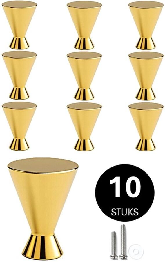 MSQDESIGN Kastknop Goud (Metaal) Kastknoppen Goud 10 stuks Deurknopjes Goud voor kast Deurknop Goud Deurknopjes Goud Handgreep Goud Meubelknop Goud Meubelknoppen Goud Deurknopjes Goud Deurknoppen Goud Ladeknoppen voor deurtjes